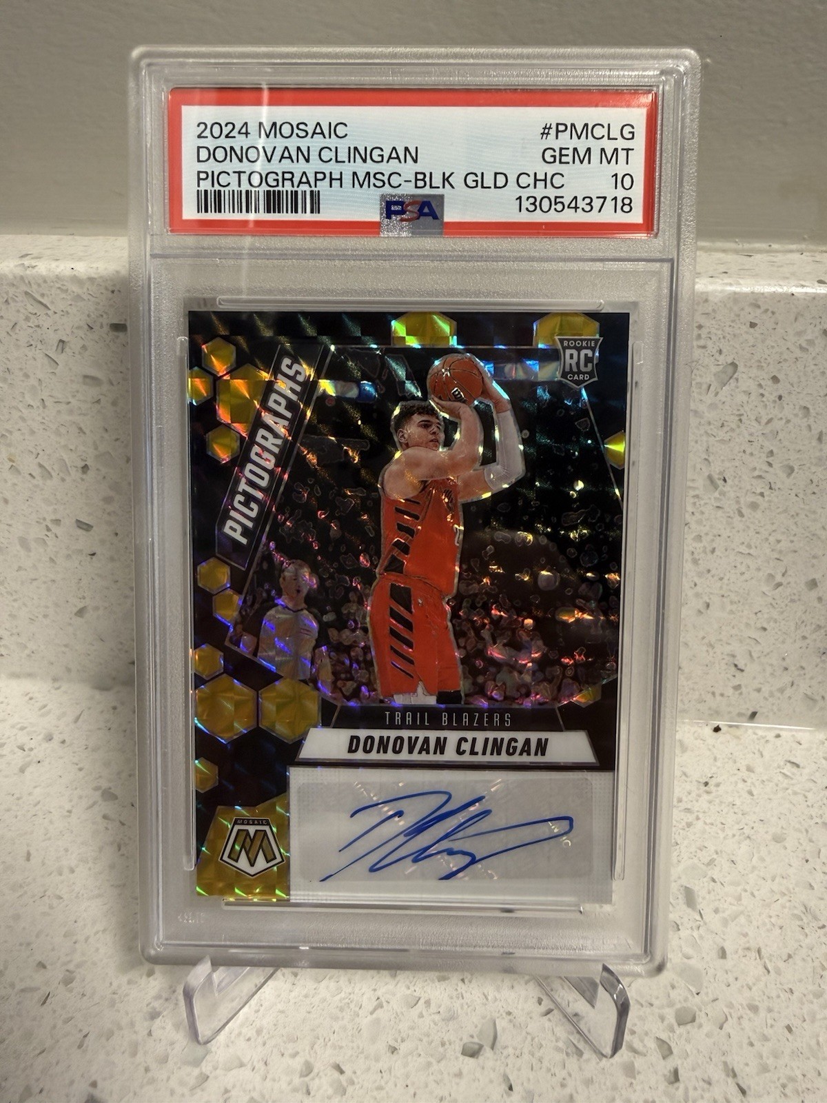 2024 Mosaic Donovan Clingan #5/8 Black Gold Rookie Auto PSA 10 (POP 2) SSP SP