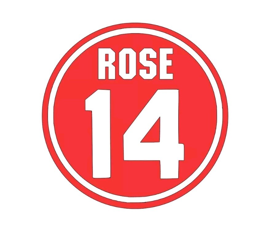 Pete Rose Custom Made Vinyl Jersey Style Decal Sticker, Cinci Reds 2×2 Inches!