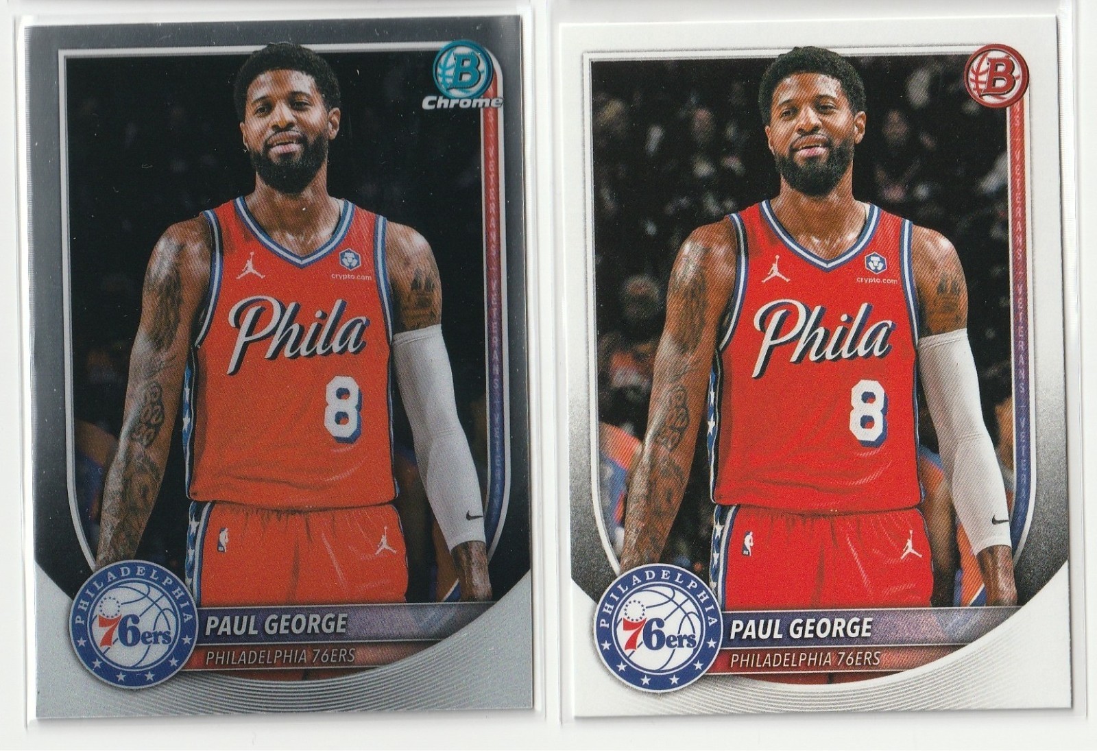 2025-26 Bowman PAUL GEORGE Philadelphia 76ers (2) Paper & CHROME #BCV-154