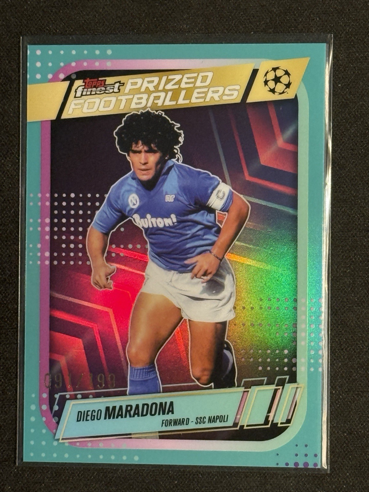 2025-26 Topps Finest UEFA UCC Diego Maradona Prized Footballers AQUA /199