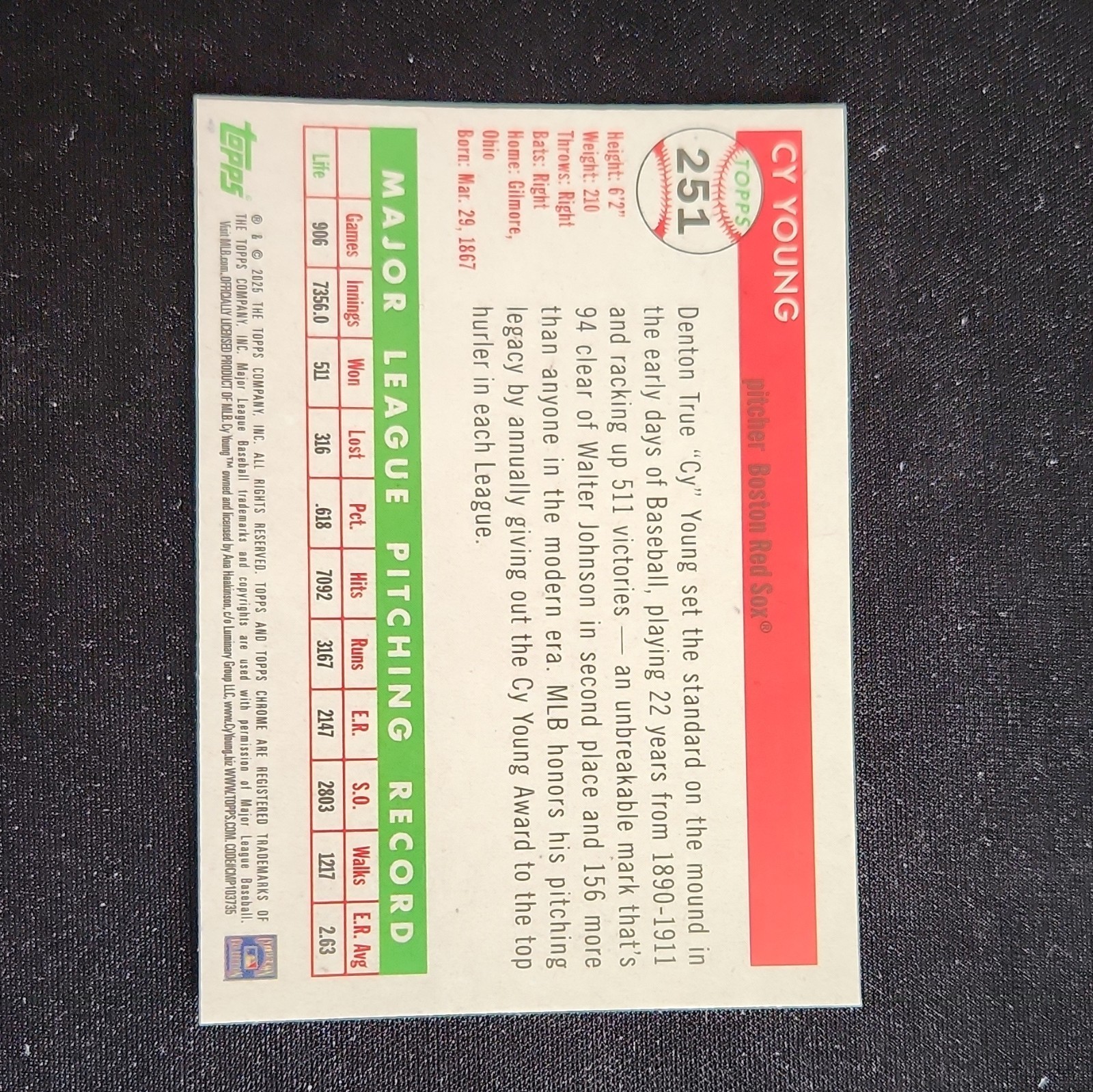 2025Topps Chrome Platinum Cy Young Boston Red Sox #251