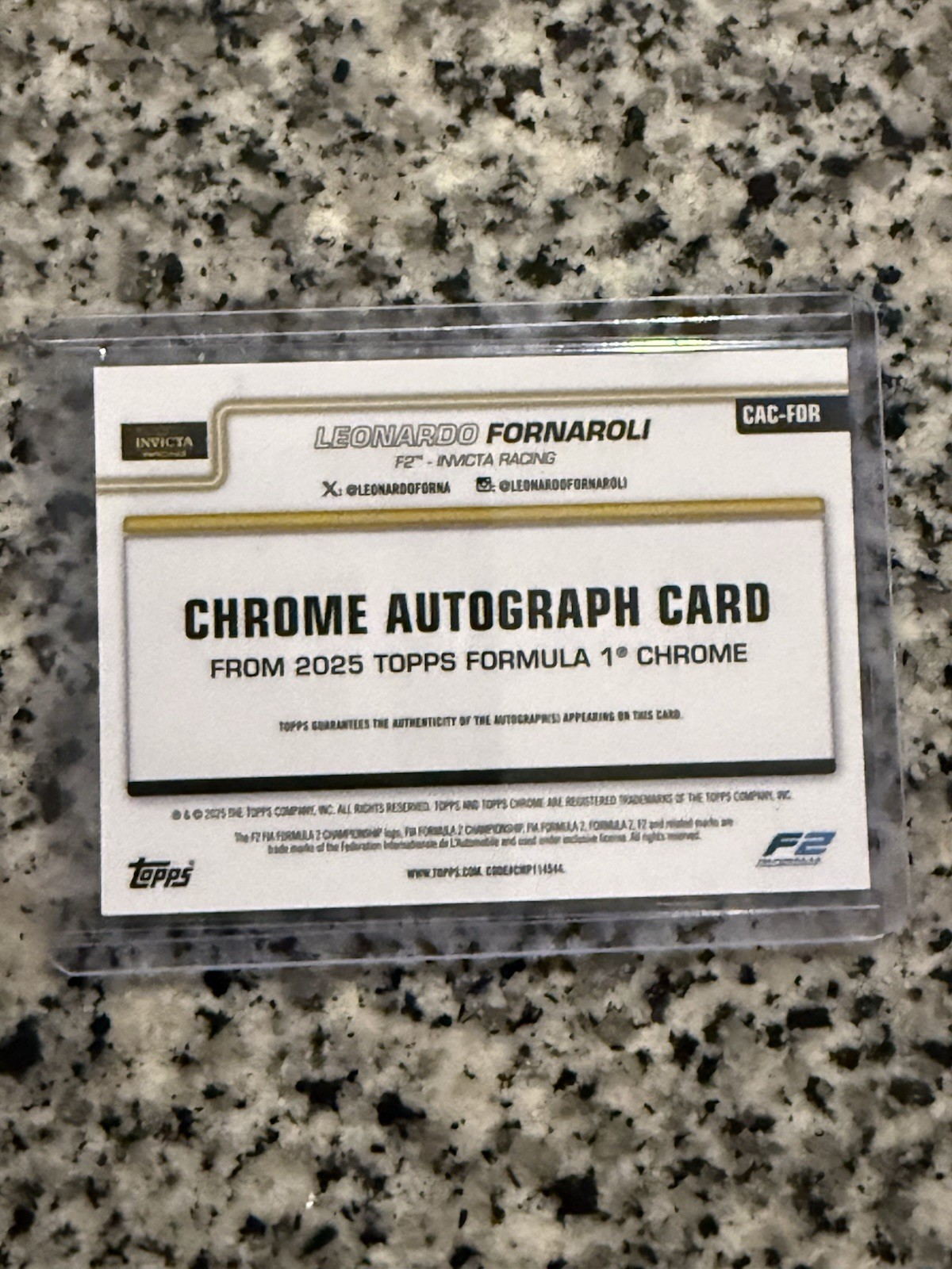 2025 Topps Chrome Formula 1 – Autographs Leonardo Fornaroli #CAC-FOR (AU, RC)