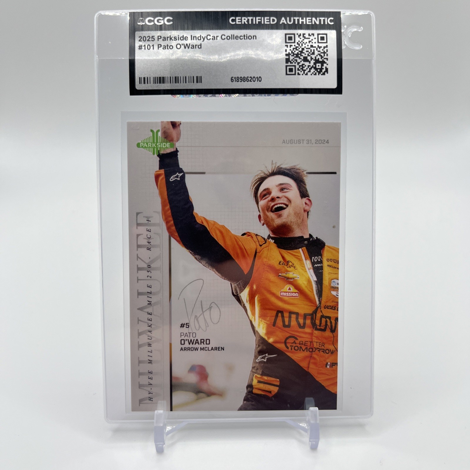 2025 Parkside IndyCar Collection Pato O’Ward #101 Arrow McLaren CGC Authenticity