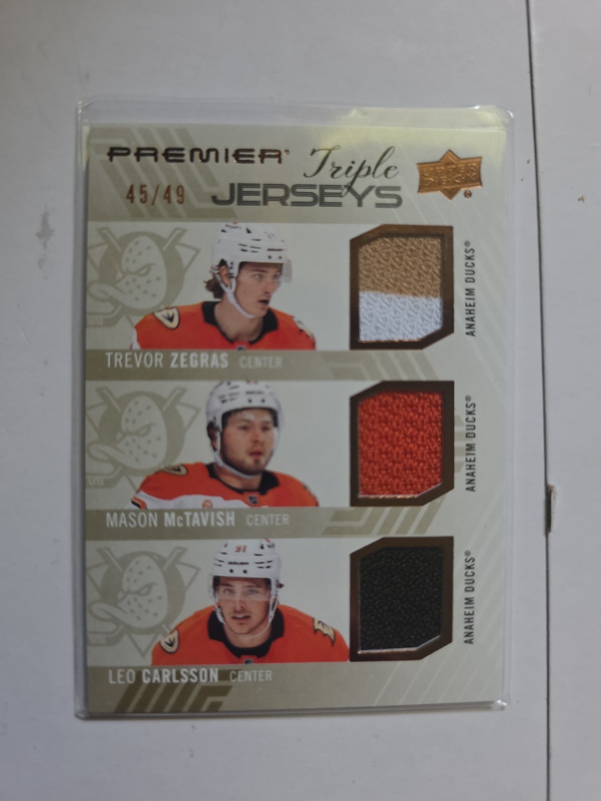2024-25 Upper Deck Premier ZEGRAS/MCTAVISH/CARLSSON Triple Jerseys #d 45/49