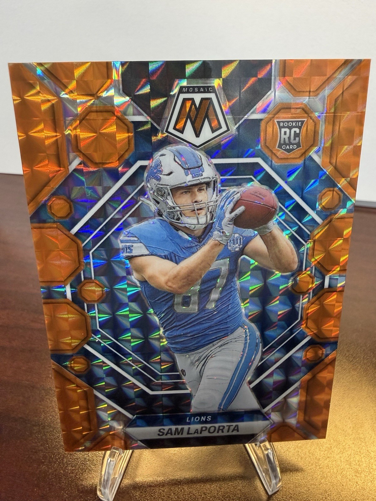 Sam LaPorta 2023 Orange Mosaic Prizm Detroit Lions Rookie Card 78/199