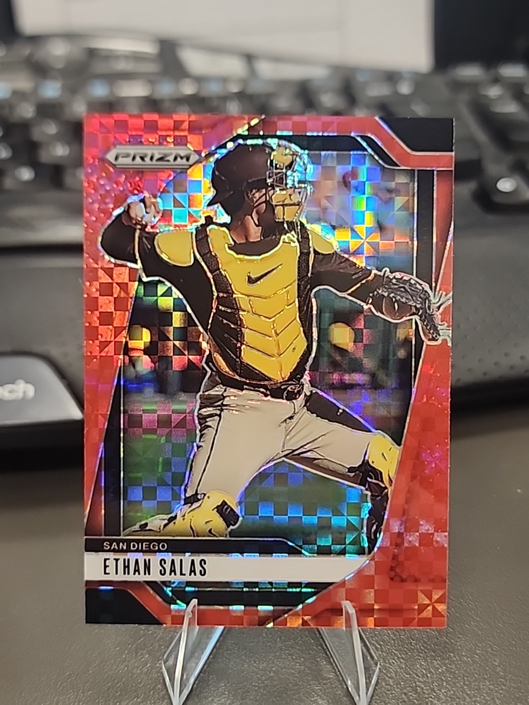 ETHAN SALAS 2025 PANINI PRIZM BASEBALL RED POWER SAN DIEGO /99