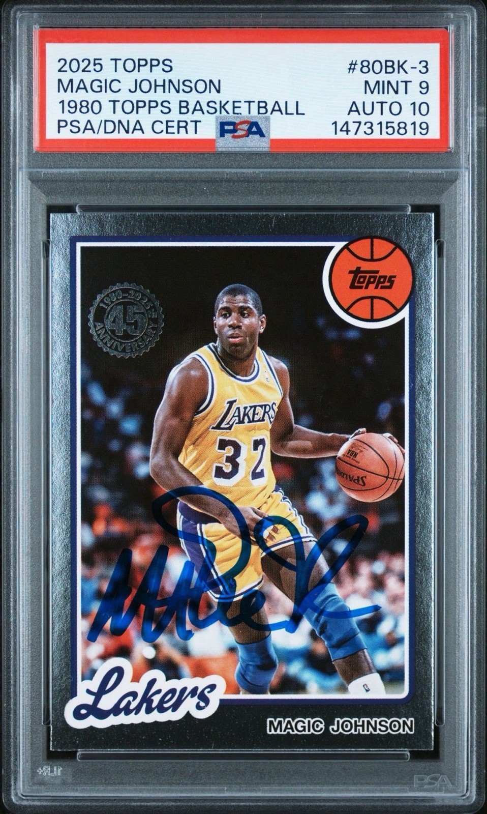 2025-26 Topps ’80-81 Topps #80BK3 Magic Johnson Lakers PSA 9 Auto GEM MINT 10
