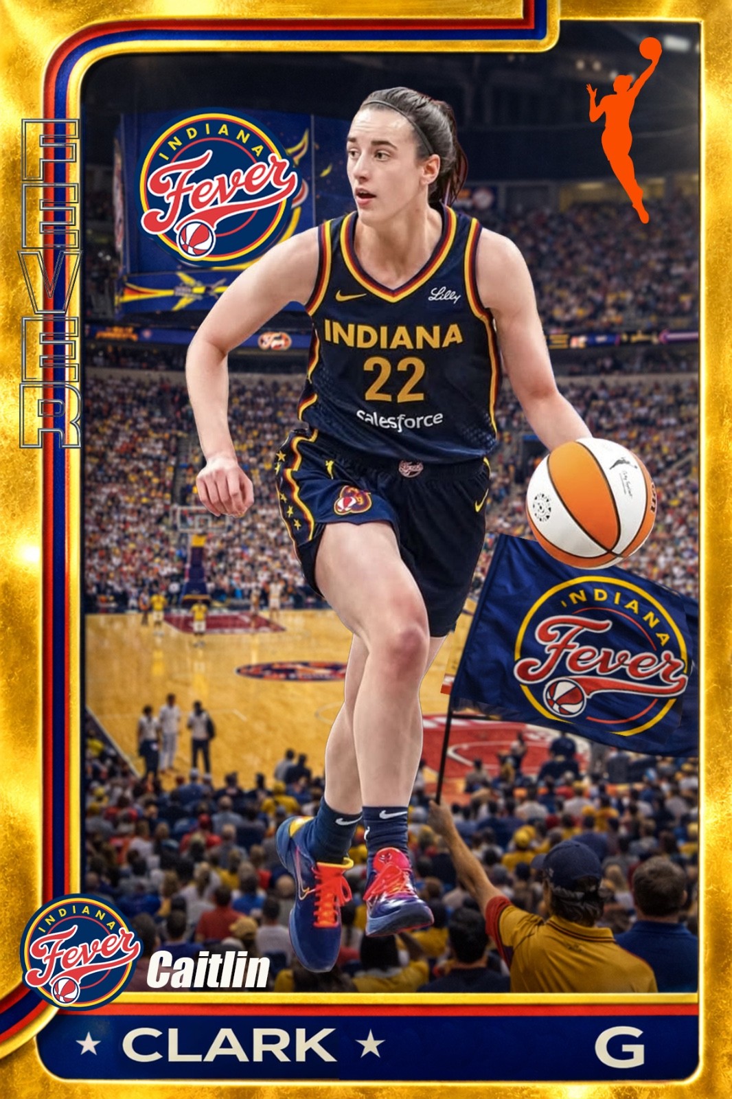Caitlin Clark WNBA Indiana Fever 4×6 PHOTO Custom Gold Photo
