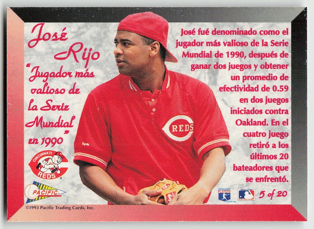 1993 Pacific Spanish #5 Jose Rijo BASEBALL Cincinnati Reds