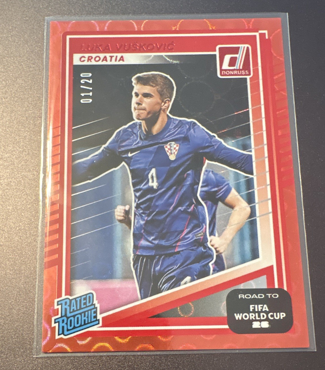 Panini Donruss RTFWC 2025-26 Luka Vuskovic Rated Rookie First on Print Red 01/20