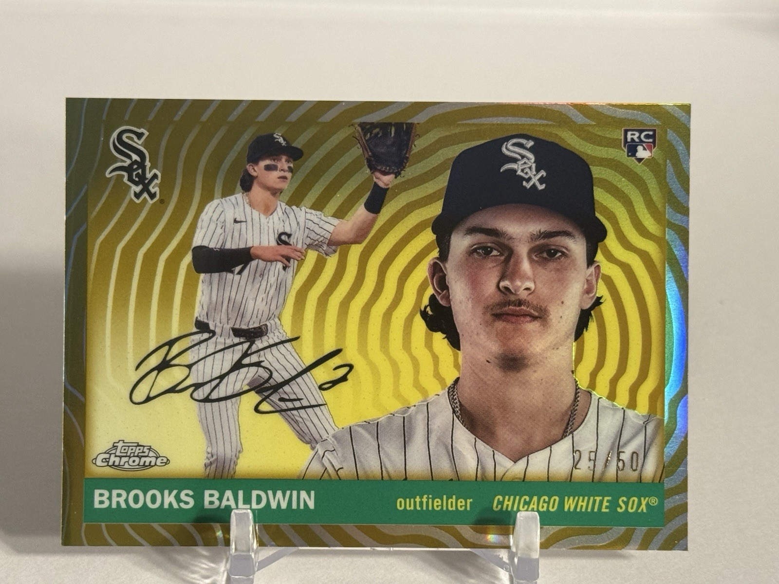BROOKS BALDWIN RC 2025 TOPPS CHROME PLATINUM GOLD VIBRATIONS REFRACTOR /50 CWS