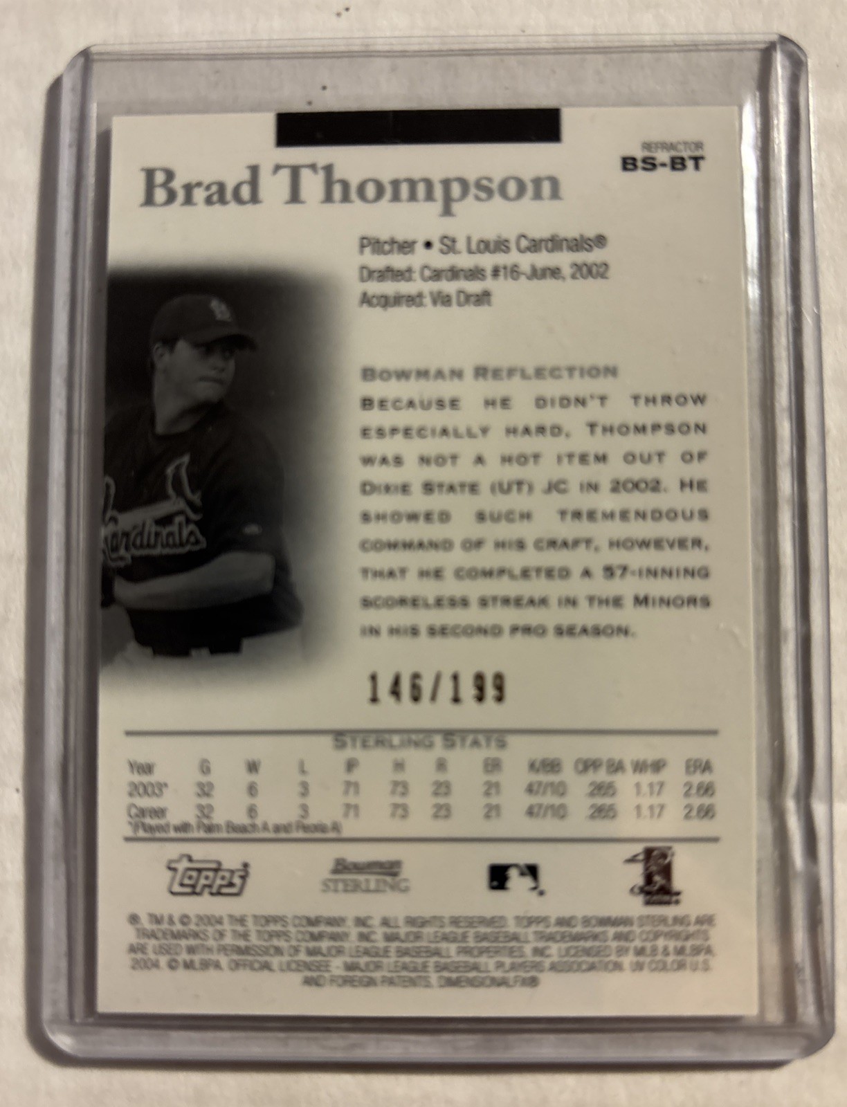2004 Bowman Sterling – Brad Thompson #BS-BT Refractor /199 (RC)