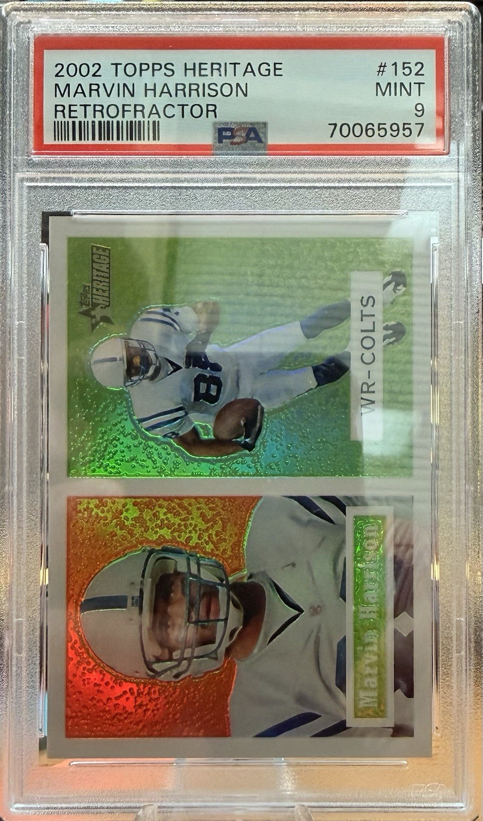 Topps 2002 Heritage Marvin Harrison Retrofractor #152 /557 Colts PSA 9
