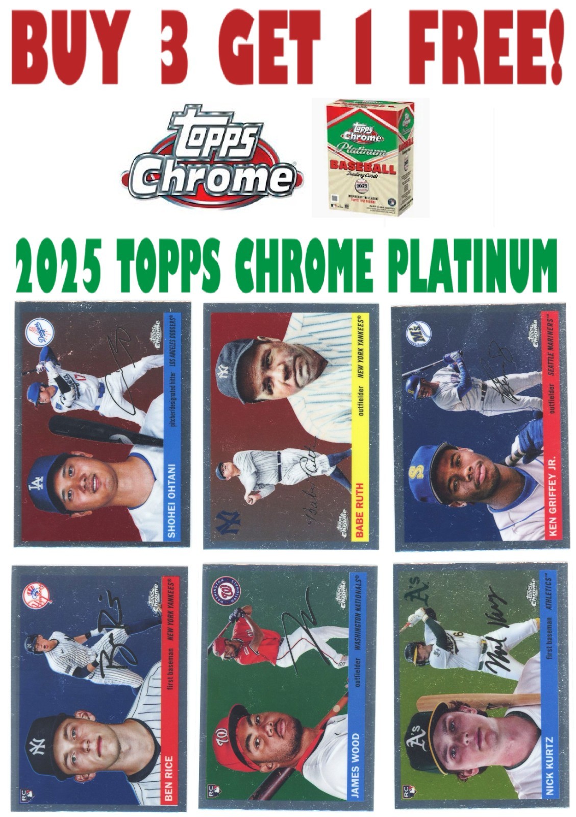 2025 Topps Chrome Platinum Anniversary (BUY 3 GET 1) You Pick (1-250)
