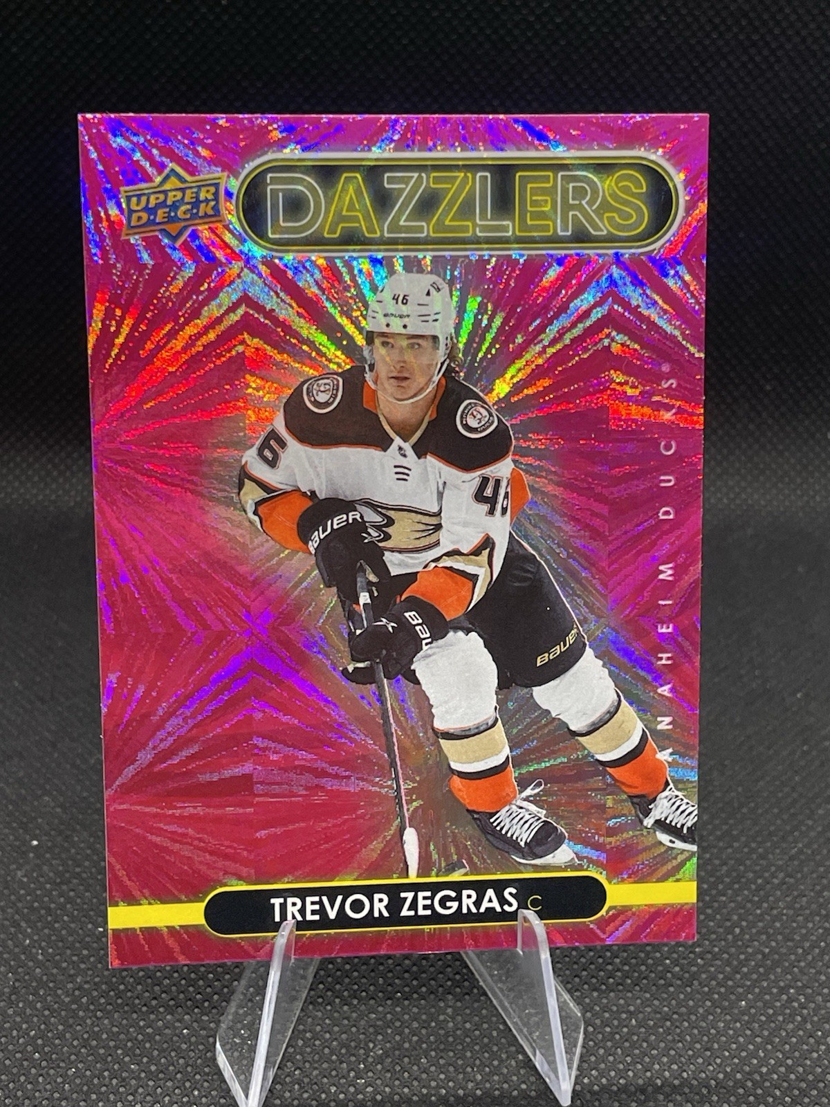 2021-22 Upper Deck Series 1 Dazzlers Pink Trevor Zegras #DZ-1 (RC) Anaheim