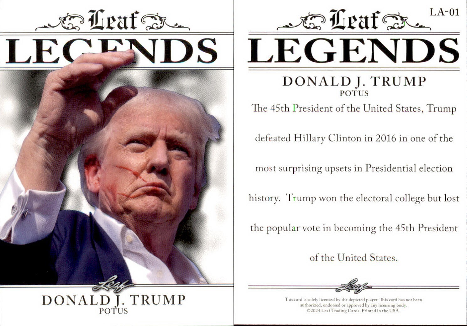 2024 Leaf LEGENDS DONALD J. TRUMP #LA-01 PRESIDENT OF THE UNITED STATES