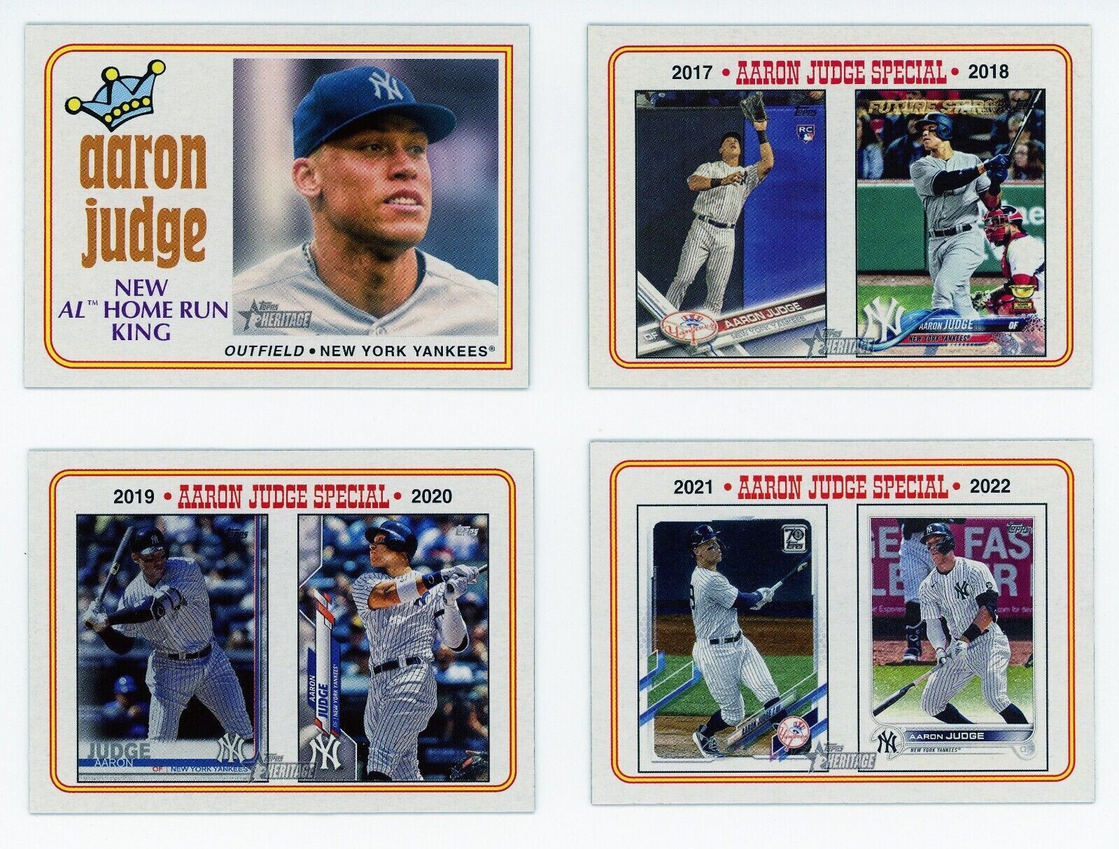 2023 Topps Heritage AARON JUDGE 4-Card TRIBUTE SET #1-4 ~ Yankees #1, #2, #3, #4