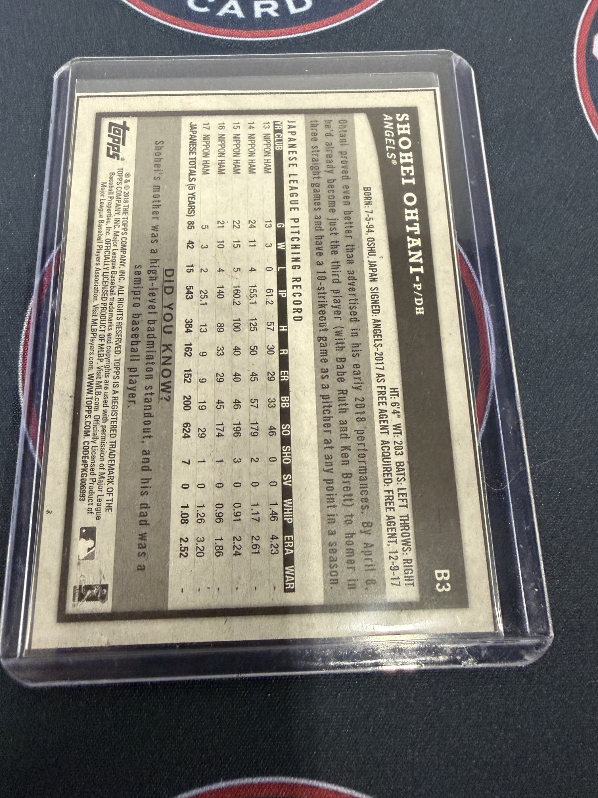 🔥⚾️ 2018 Topps Big League – Green Box Cards Shohei Ohtani #B3 (RC) Rookie ⚾️🔥