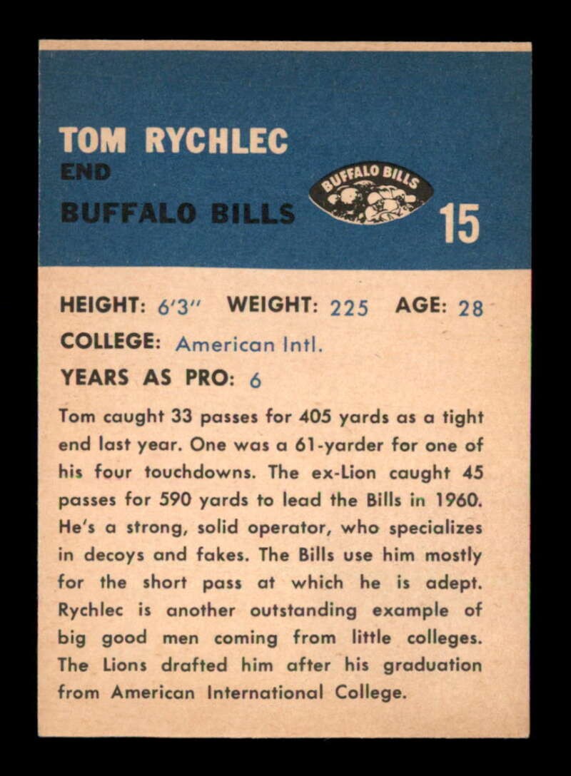 1962 Fleer #15 Tom Rychlec EXMT/EXMT+ X3484370