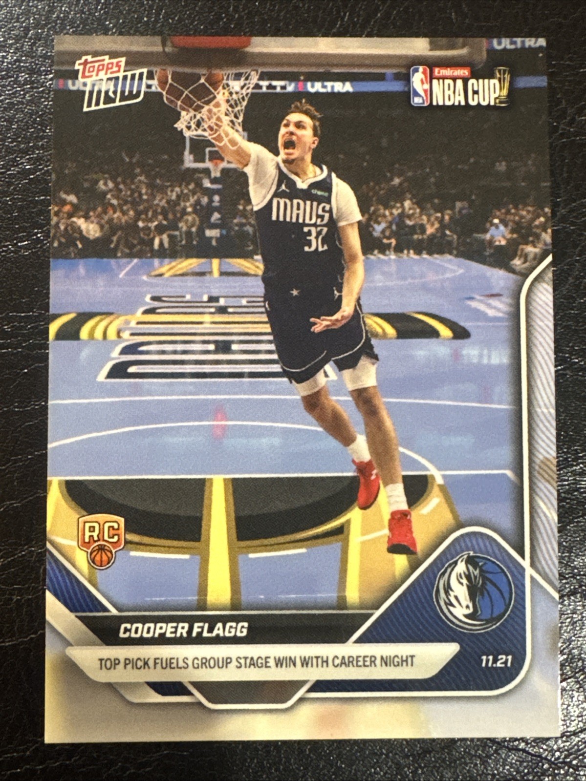 2025 Topps Now #60 Cooper Flagg NBA Cup Career Night Rookie RC Dallas Mavericks