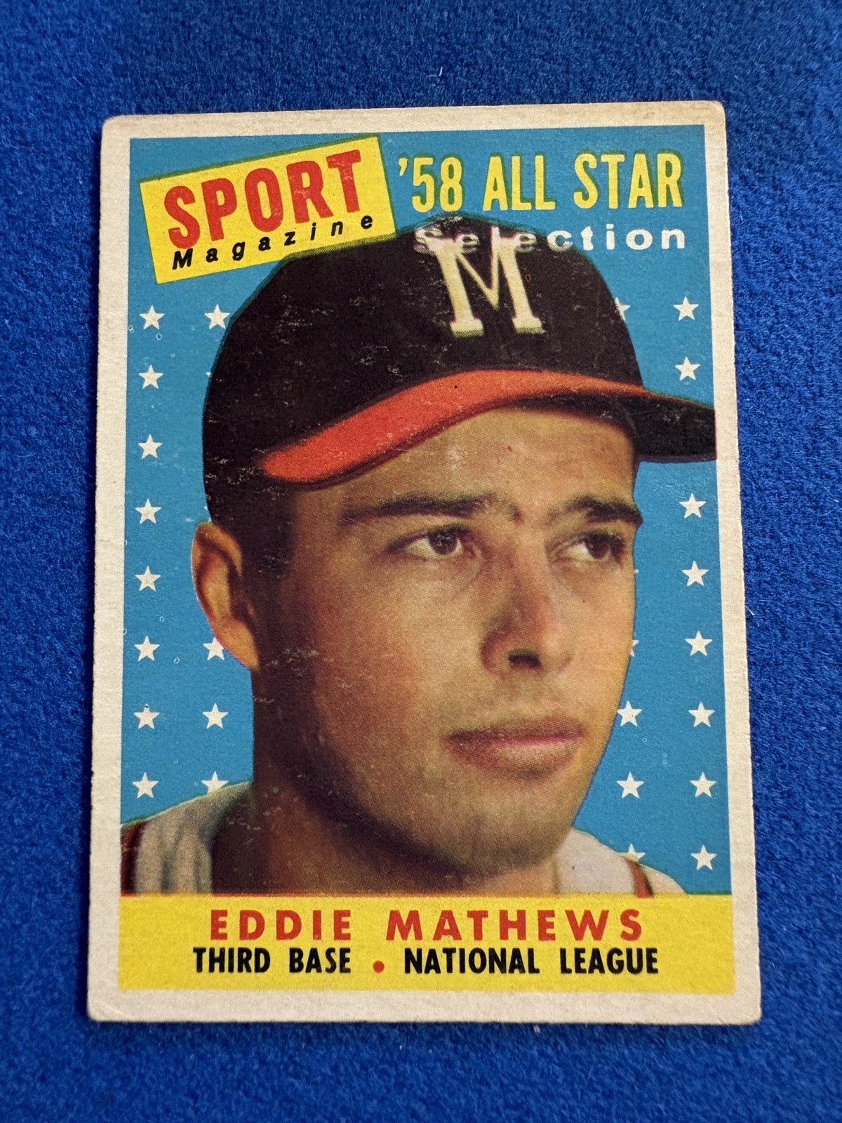 1958 Topps Sport Magazine ’58 All Star Selection Eddie Mathews #480 HOF Centered