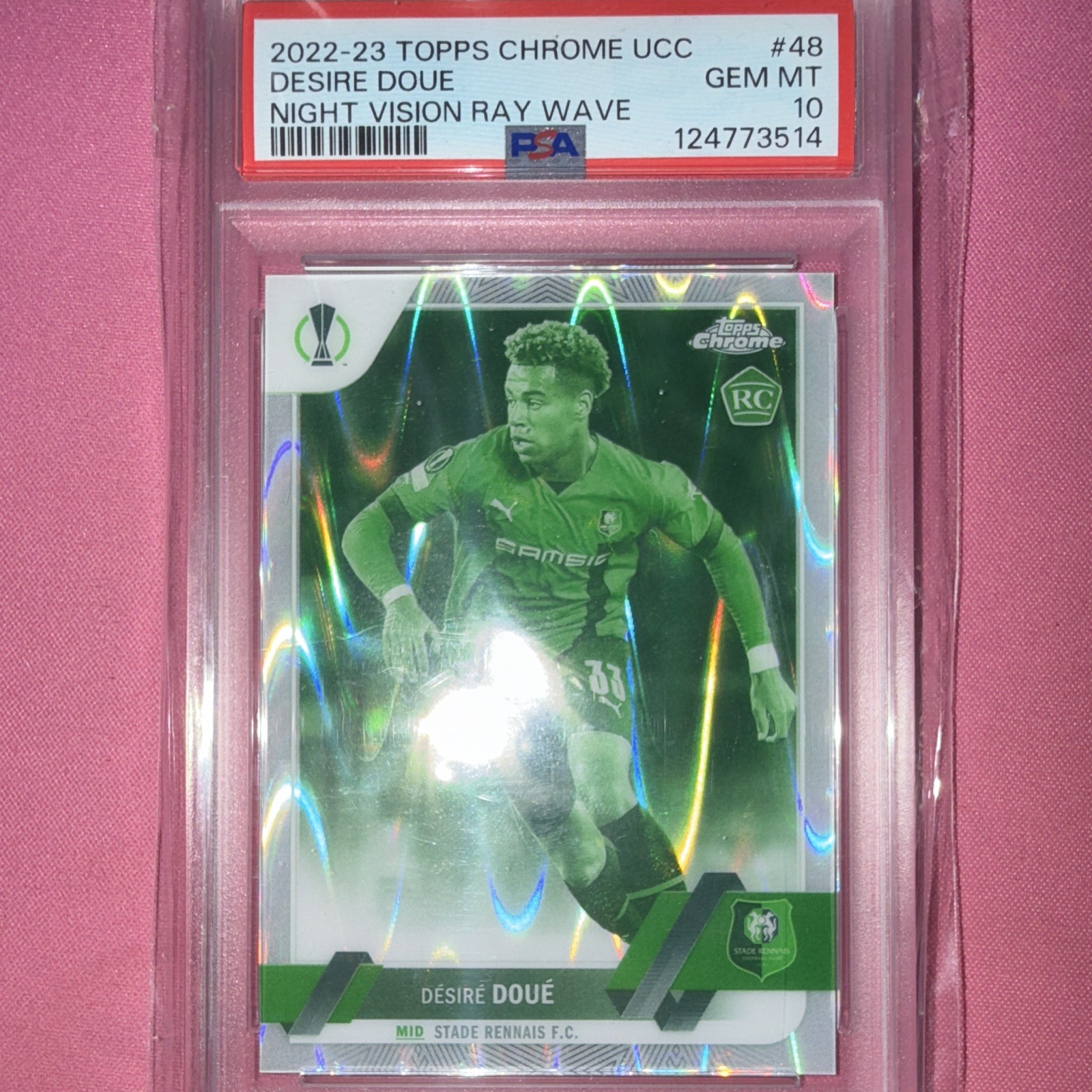 2022-23 Topps Chrome Desire Doue Night Vision /225 Rookie Psa 10 France PSG