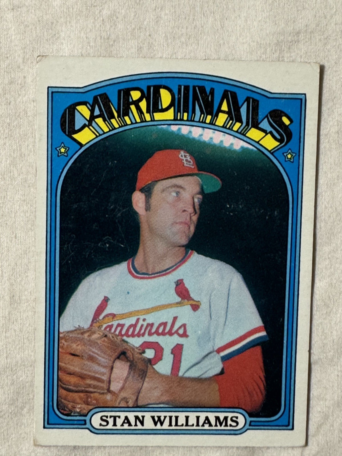 Vintage 1972 Topps Stan Williams • Pitcher • St. Louis Cardinals • Card #9