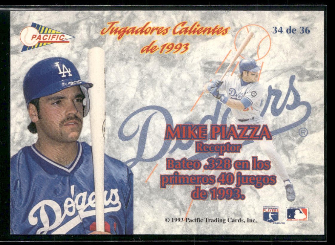 1993 Pacific Spanish #34 Mike Piazza Jugadores Calientes