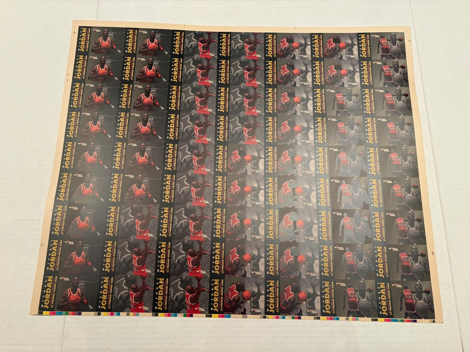 VINTAGE 1990s Michael Jordan Basketball Prepaid Phone Card UNCUT SHEET BULLS