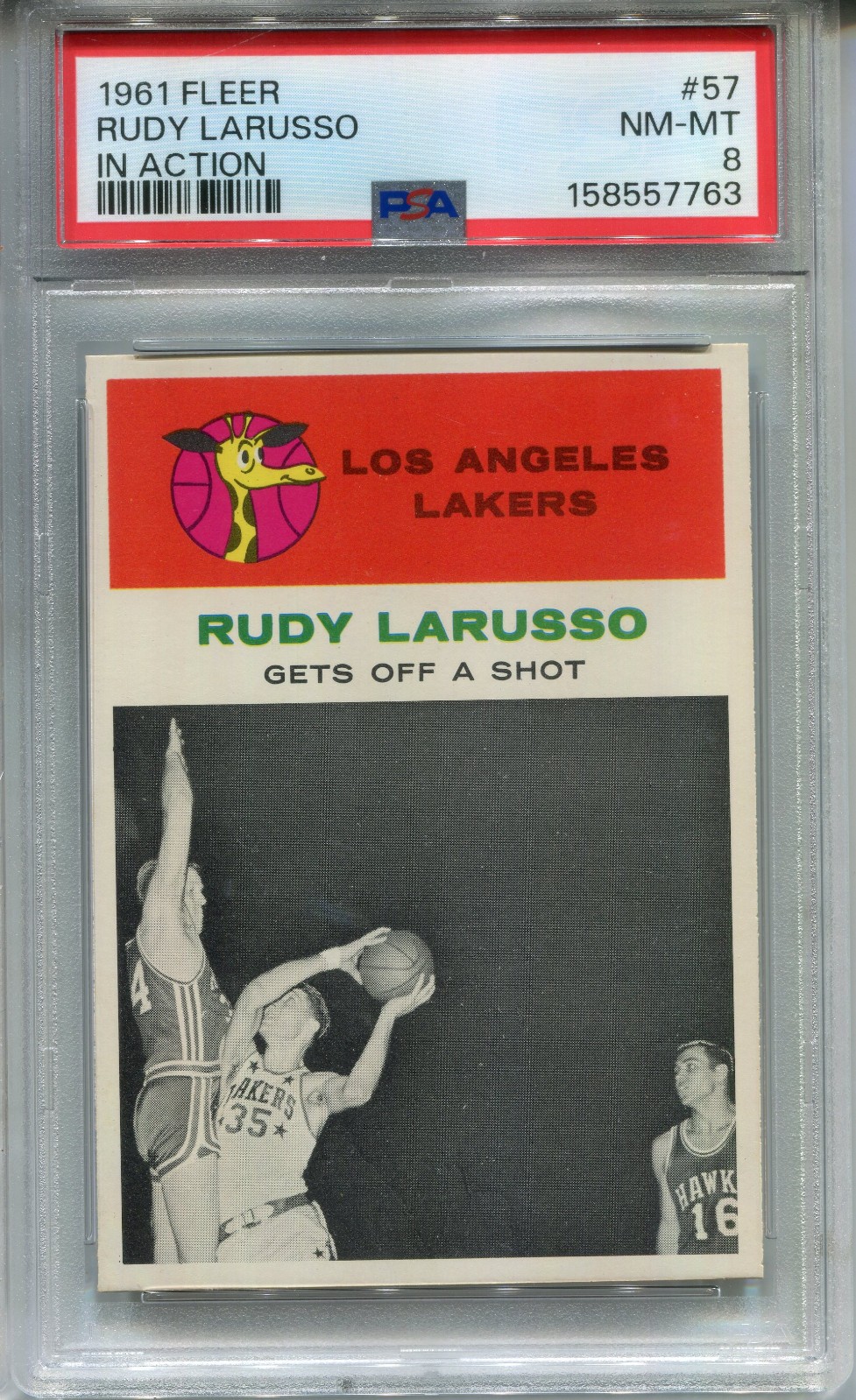 1961 Fleer #57 Rudy Larusso PSA 8 NM-MT Los Angeles Lakers