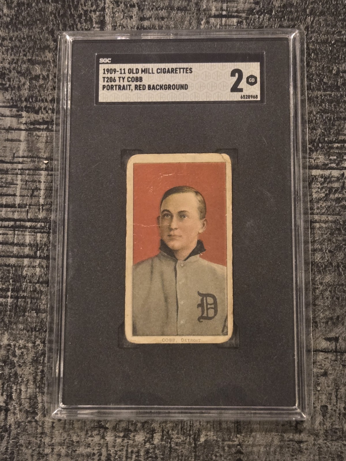 1909-11 T206 Ty Cobb SGC 2 Tigers Red Portrait Old Mill