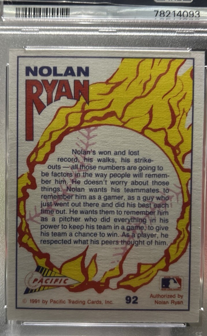 1991 Pacific Nolan Ryan Texas Express – #92 Gem PSA 10 🔥