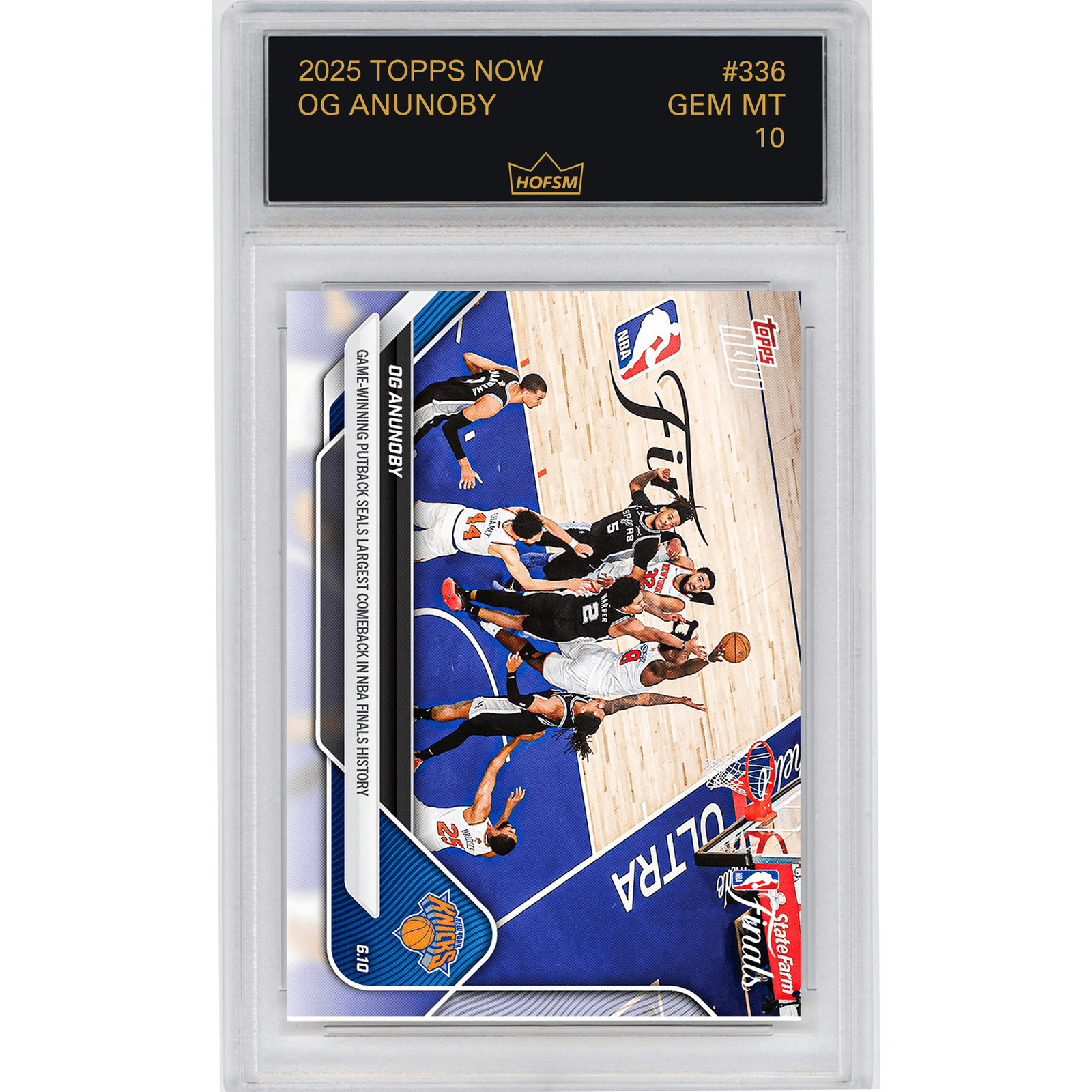Graded 2025 Topps Now OG Anunoby #336 Basketball Card HOFSM 10