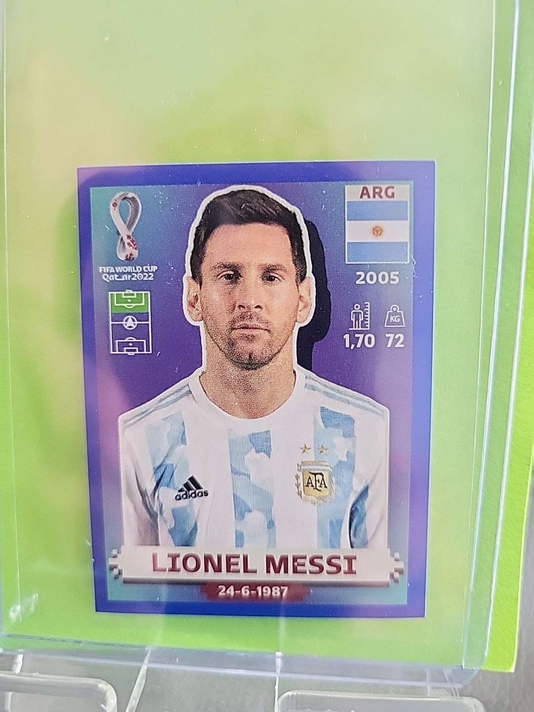 2022 Panini FIFA World Cup Qatar LIONEL MESSI Sticker Blue Parallel #ARG20