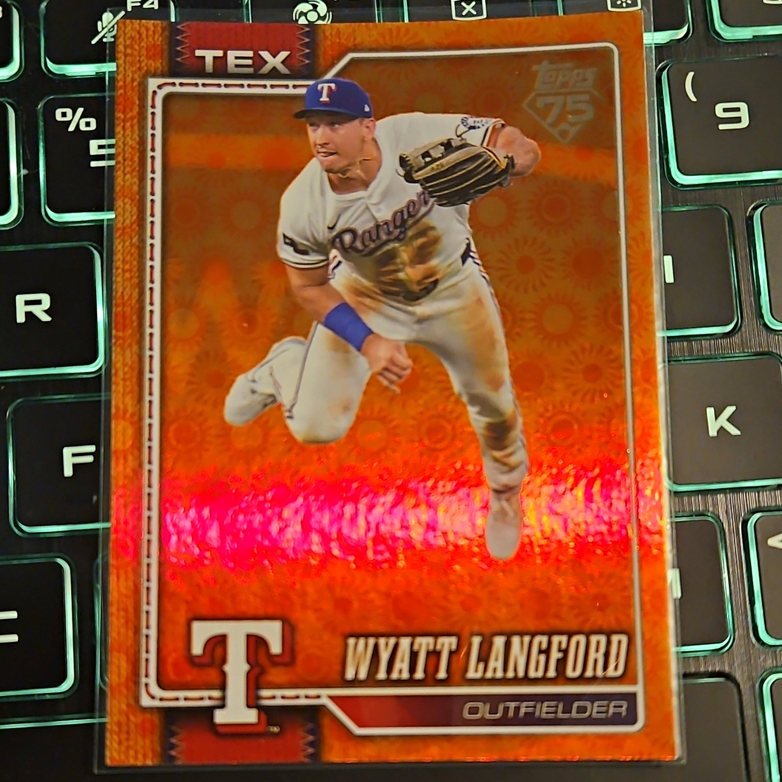 Topps 2025 Series Two Topps 75th Anniversary Sun #383 Wyatt Langford Rangers MLB