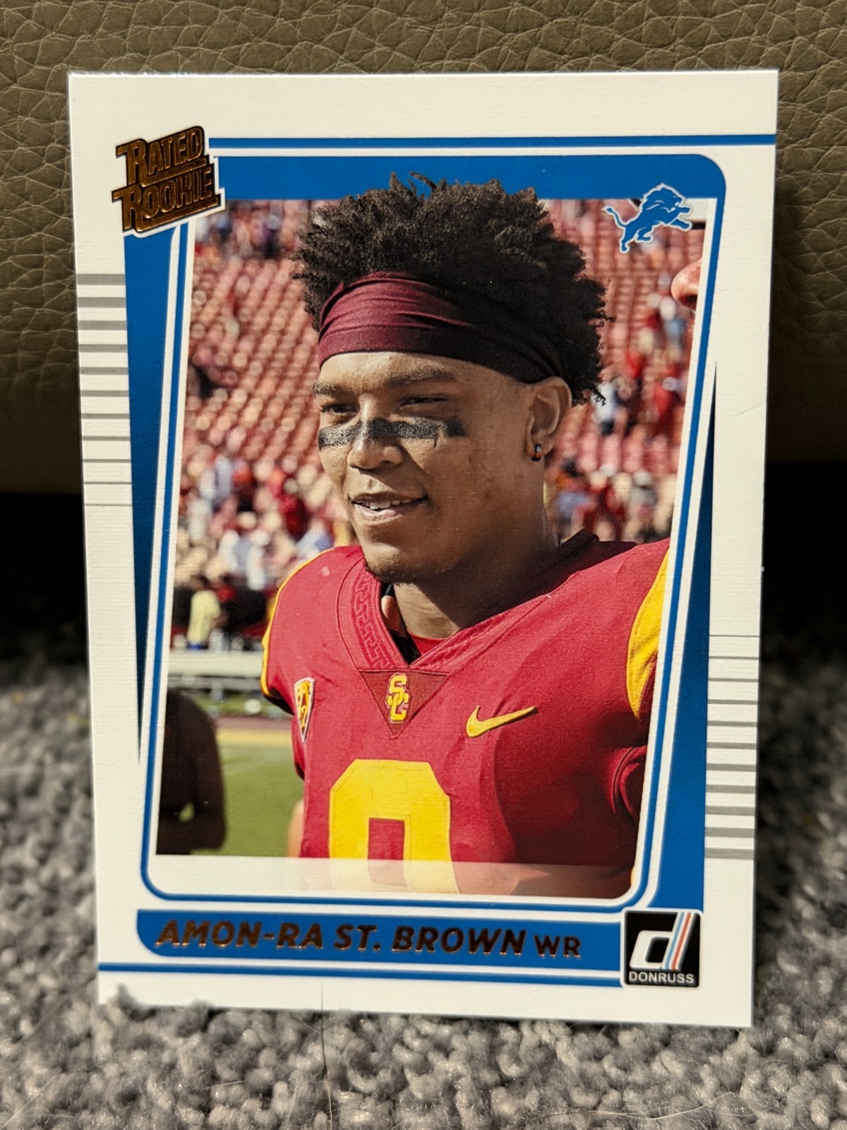 2021 Panini Donruss – Rated Rookie Amon-Ra St. Brown #284 Portrait Pink Back