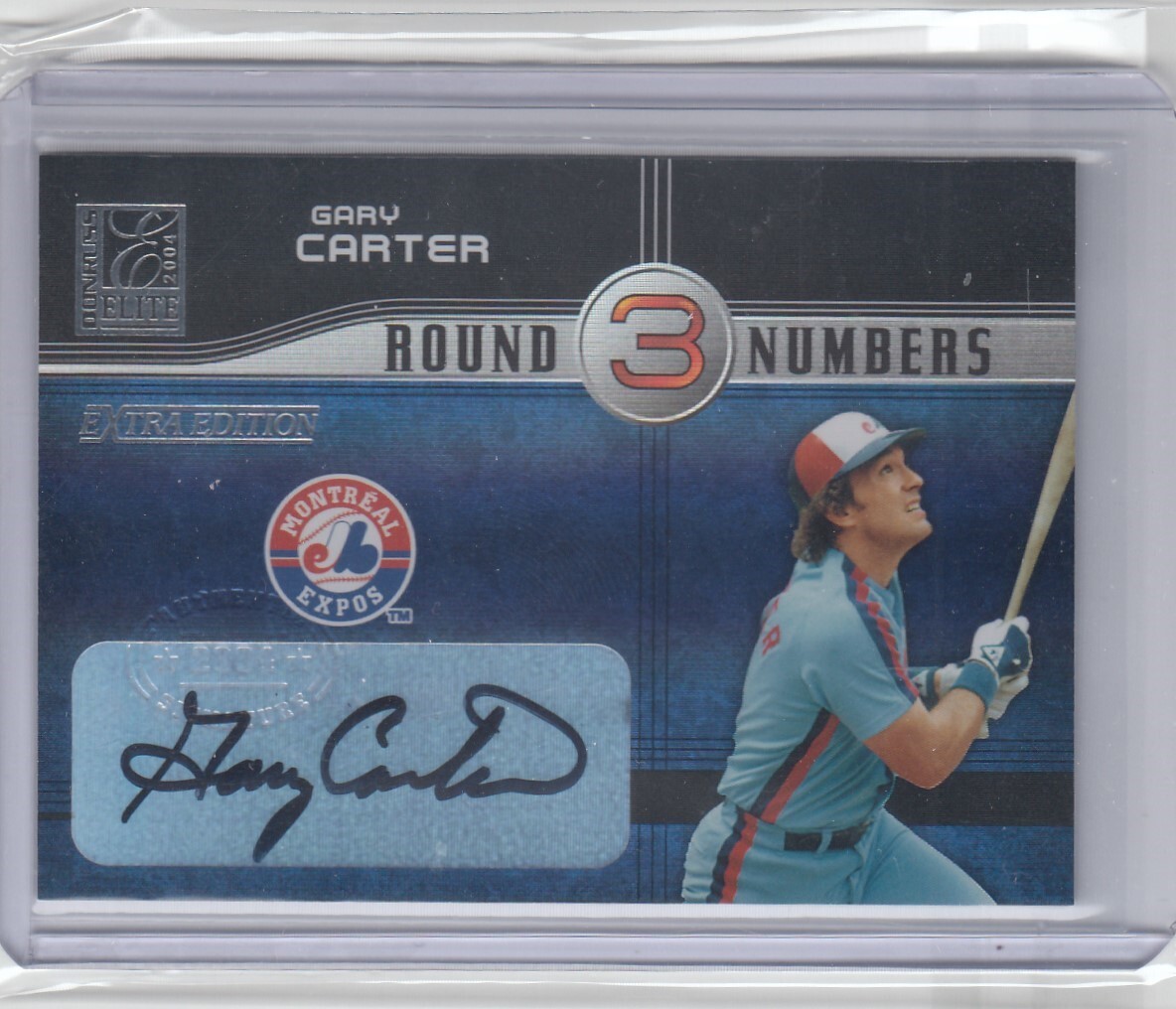 2004 Gary Carter Donruss Elite Extra Round Numbers AUTO /50 – #8 Montreal Expos