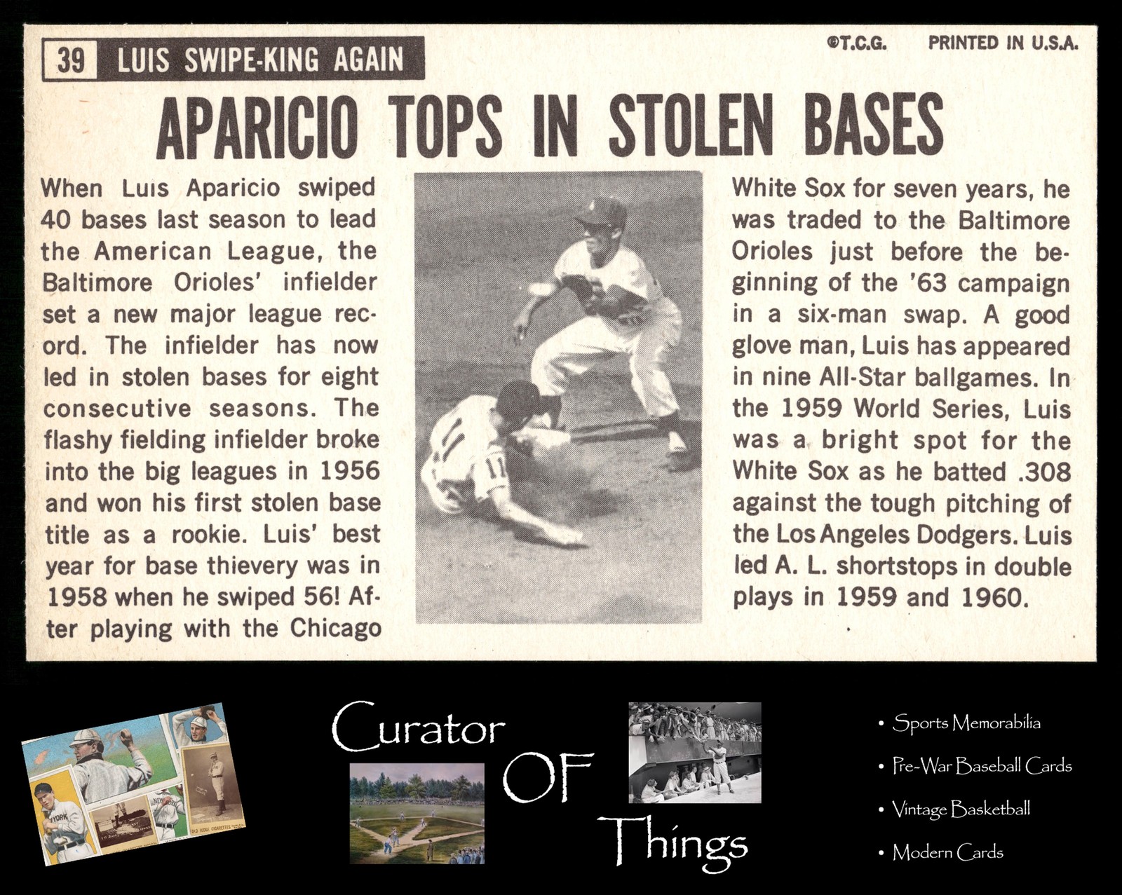 Luis Aparicio 1964 Topps Giants Set-Break #39 Baltimore Orioles EX-EXMINT