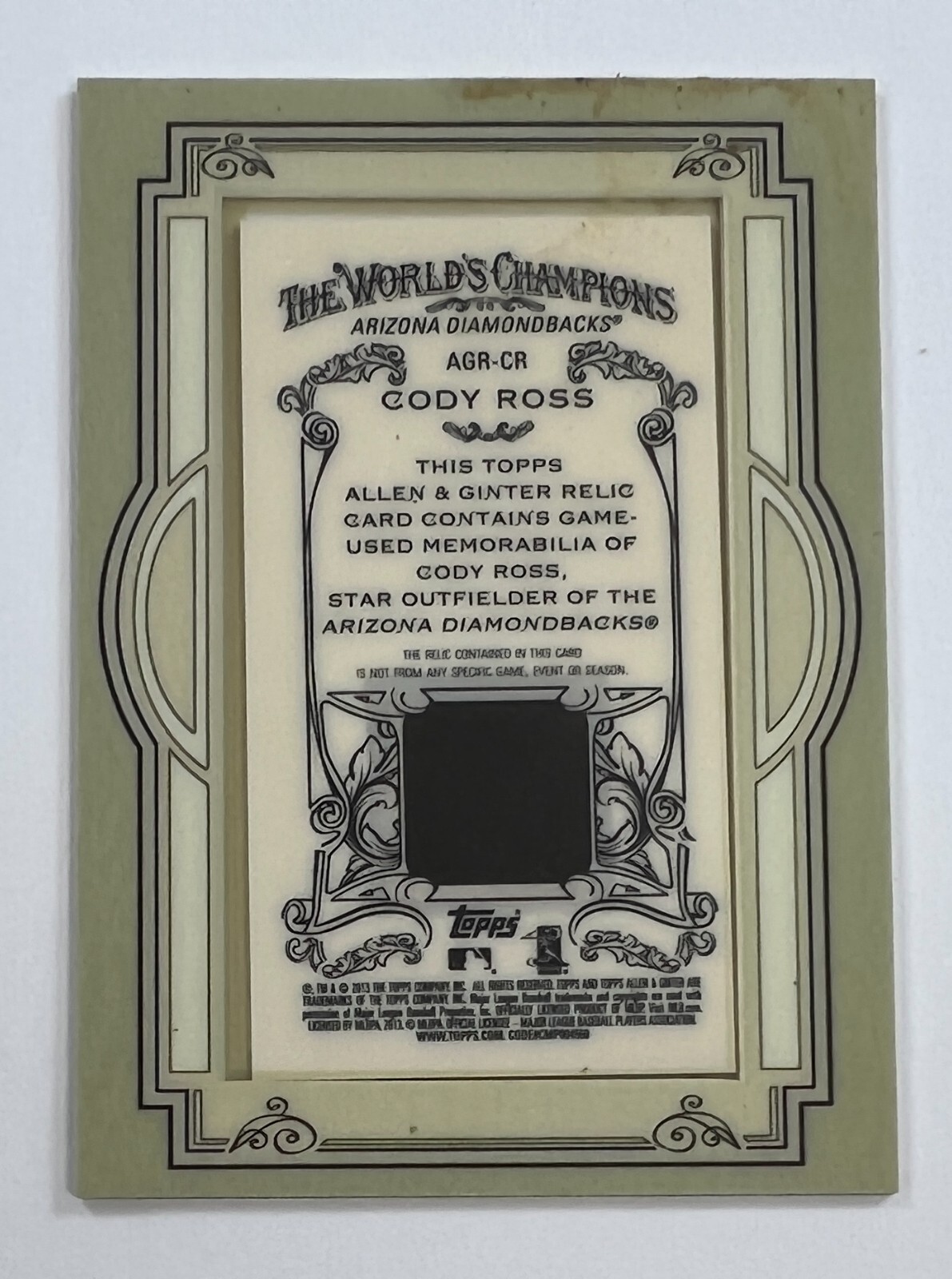 2013 Topps Allen & Ginter AGR-CR Cody Ross Mini Frame Relic AR58