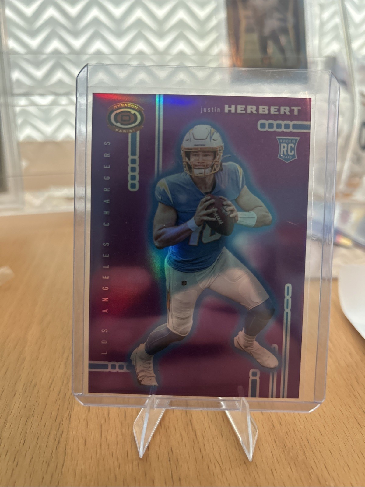 2020 Panini Chronicles Dynagon Rookies Justin Herbert #D-3 Purple Prizm /125 (RC