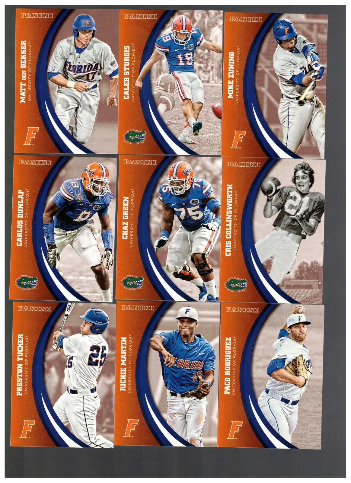 2015 PANINI FLORIDA GATORS MULTI-SPORT 83-CARD BASE SET TEBOW EMMITT BEAL