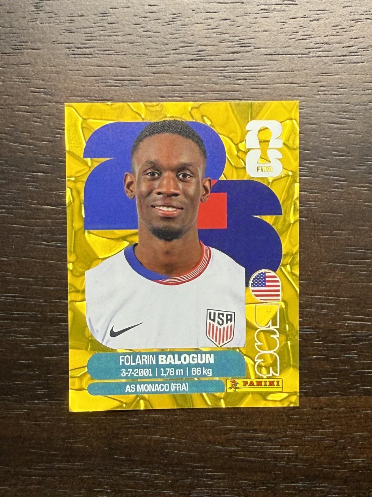 Folarin Balogun Gold Crumple Sticker Exclusive Panini FIFA World Cup 2026 USA20