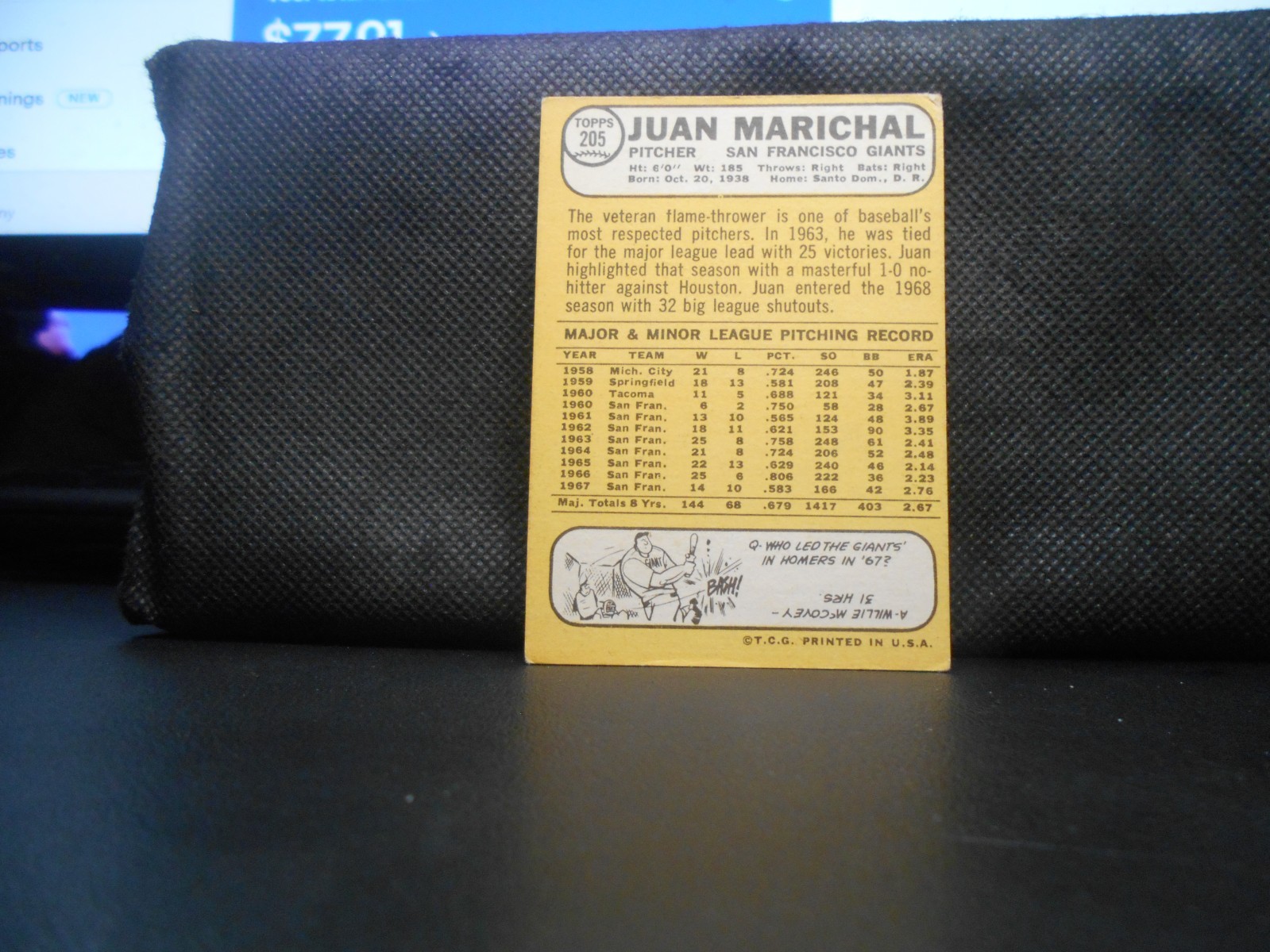 1968 Topps #205 Juan Marichal