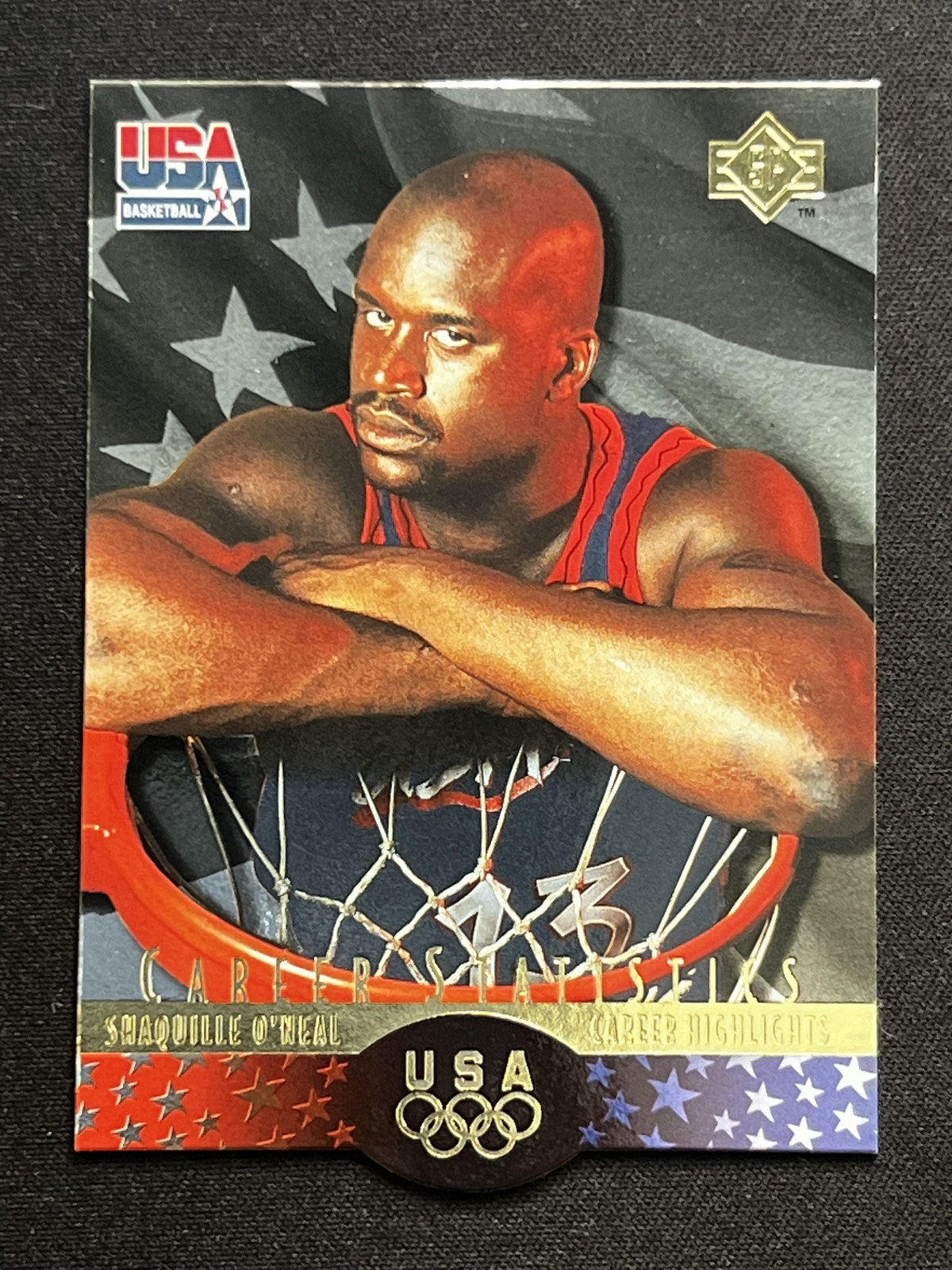 1996 Upper Deck USA #S5 Shaquille O’Neal SP Career Statistics Gold