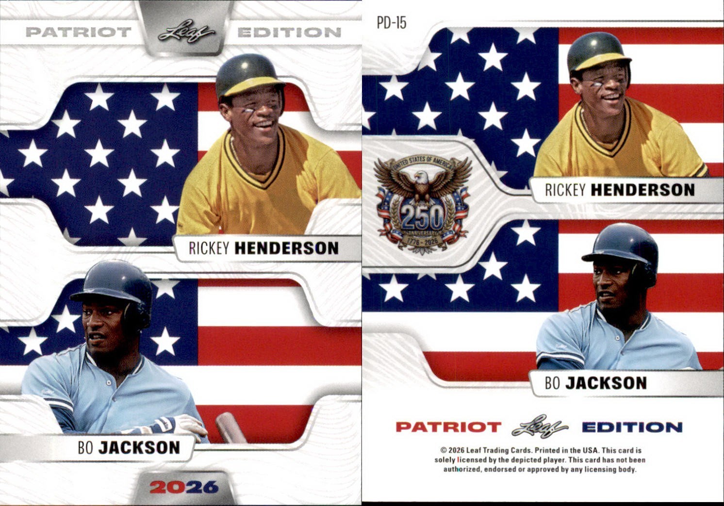 2026 LEAF 250TH ANNIVERSARY PATRIOT EDITION HENDERSON / JACKSON PD-15 BASEBALL