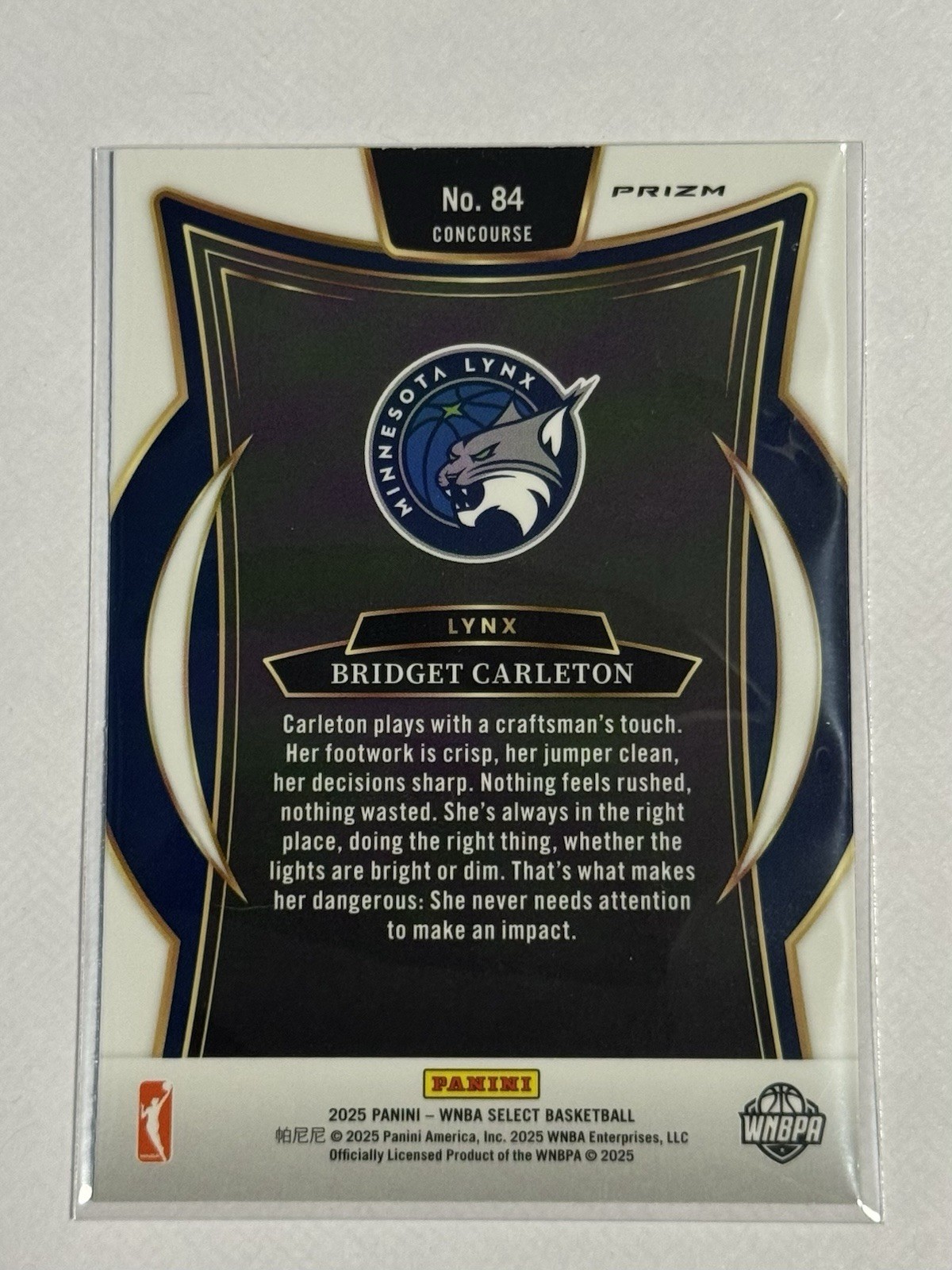 Panini 2025 WNBA Select Bridget Carleton Minnesota Lynx Prizm Concourse #84