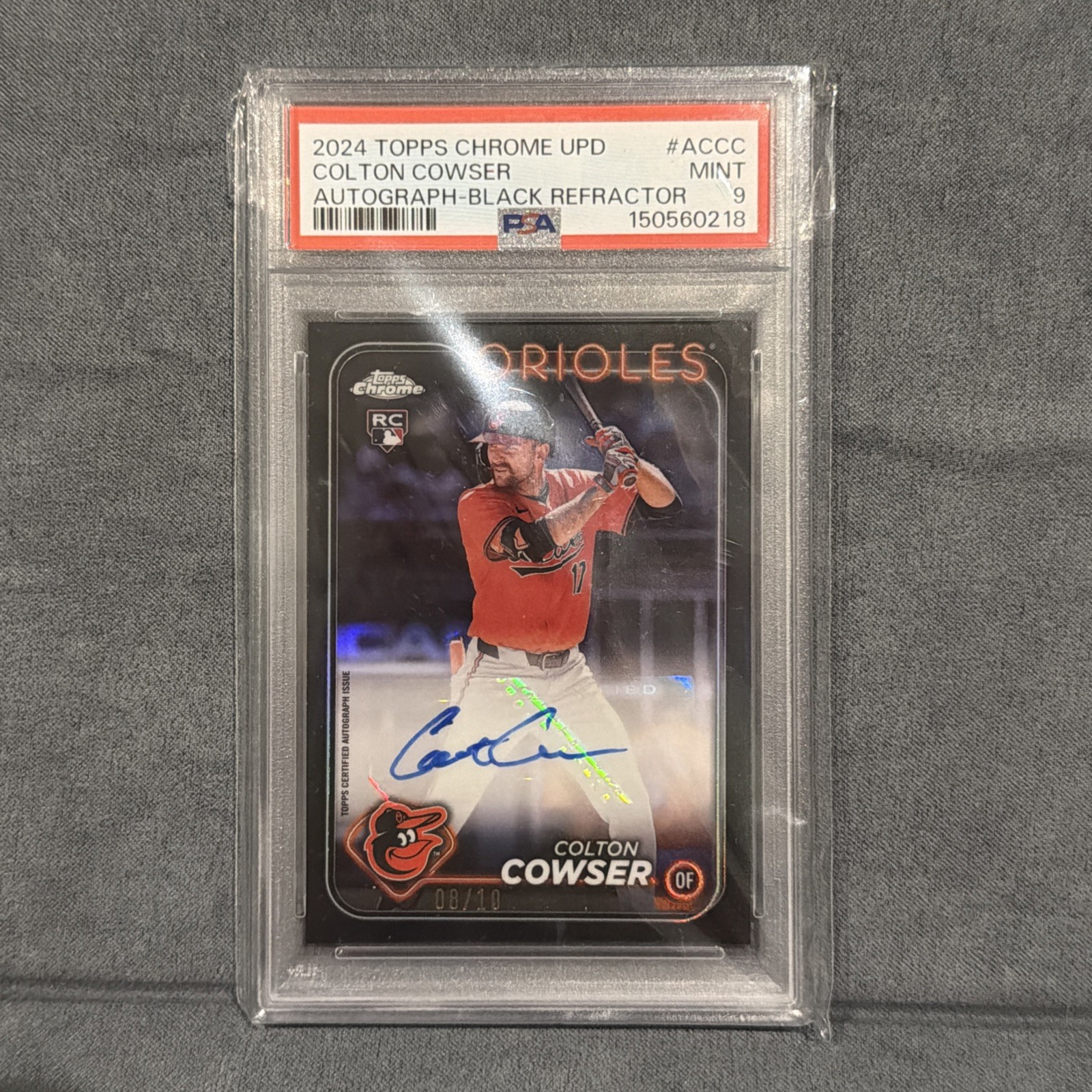 2024 Topps Chrome Update Autograph Black /10 Colton Cowser #RA-CC PSA 9