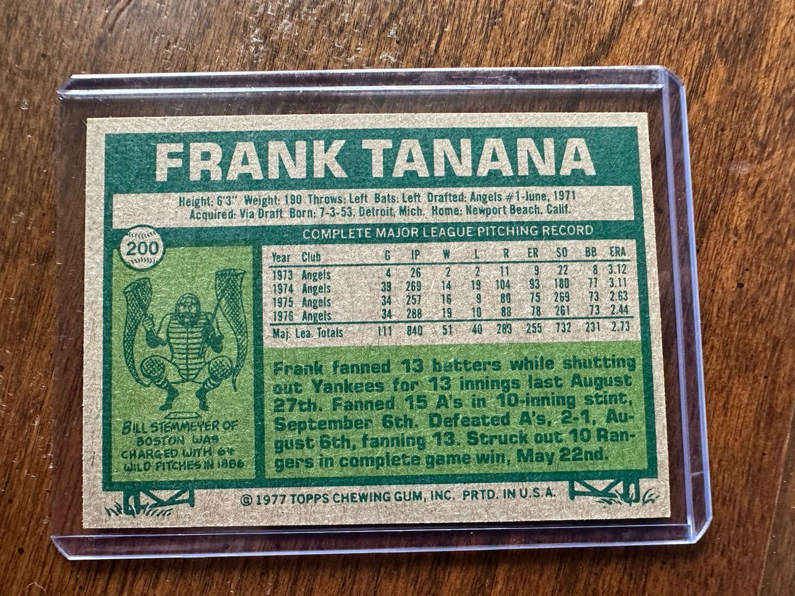 1977 Topps Baseball #200 Frank Tanana NM-Mint