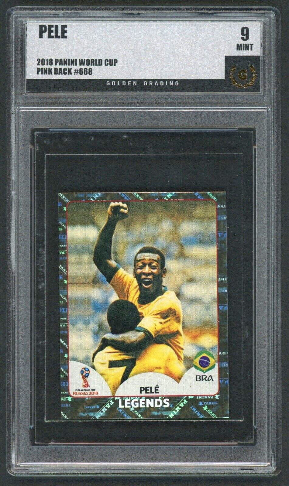 PELE 2018 Panini World Cup Stickers #668 Legends Gold Foil Pink Back MINT 9