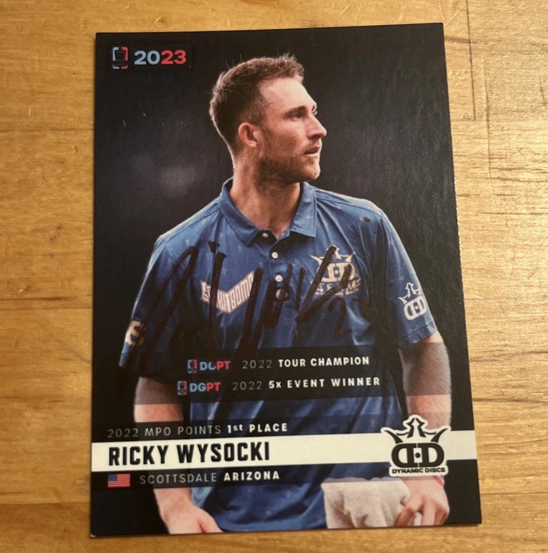 2023 DGPT Disc Golf Trading Card Ricky Wysocki SIGNED Autographed, Excellent ￼